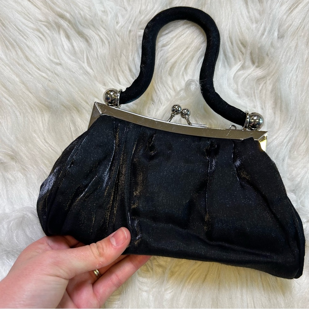 Vintage Elegant Black Sparkly Evening Formal Prom‎ Bag Purse - Picture 3 of 4